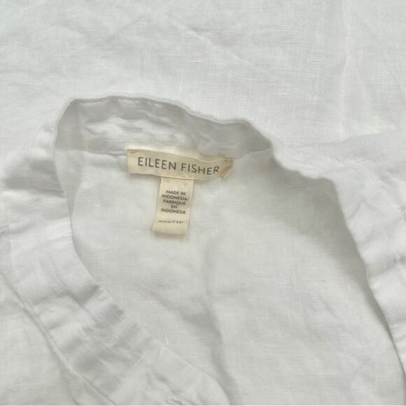 EILEEN FISHER women's white organic linen sleeveless button down shirt SIZE XXS - Picture 7 of 12